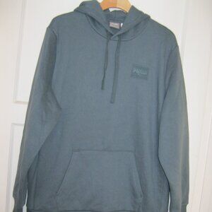 PUMA Men's Fleece pullover sweatshirt Hoodie w/ Kangaroo Pocket blue, XL (1489)
